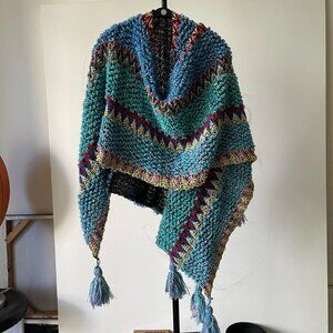 Blue and red boho fairy grunge cape crochet cardigan boho crochet